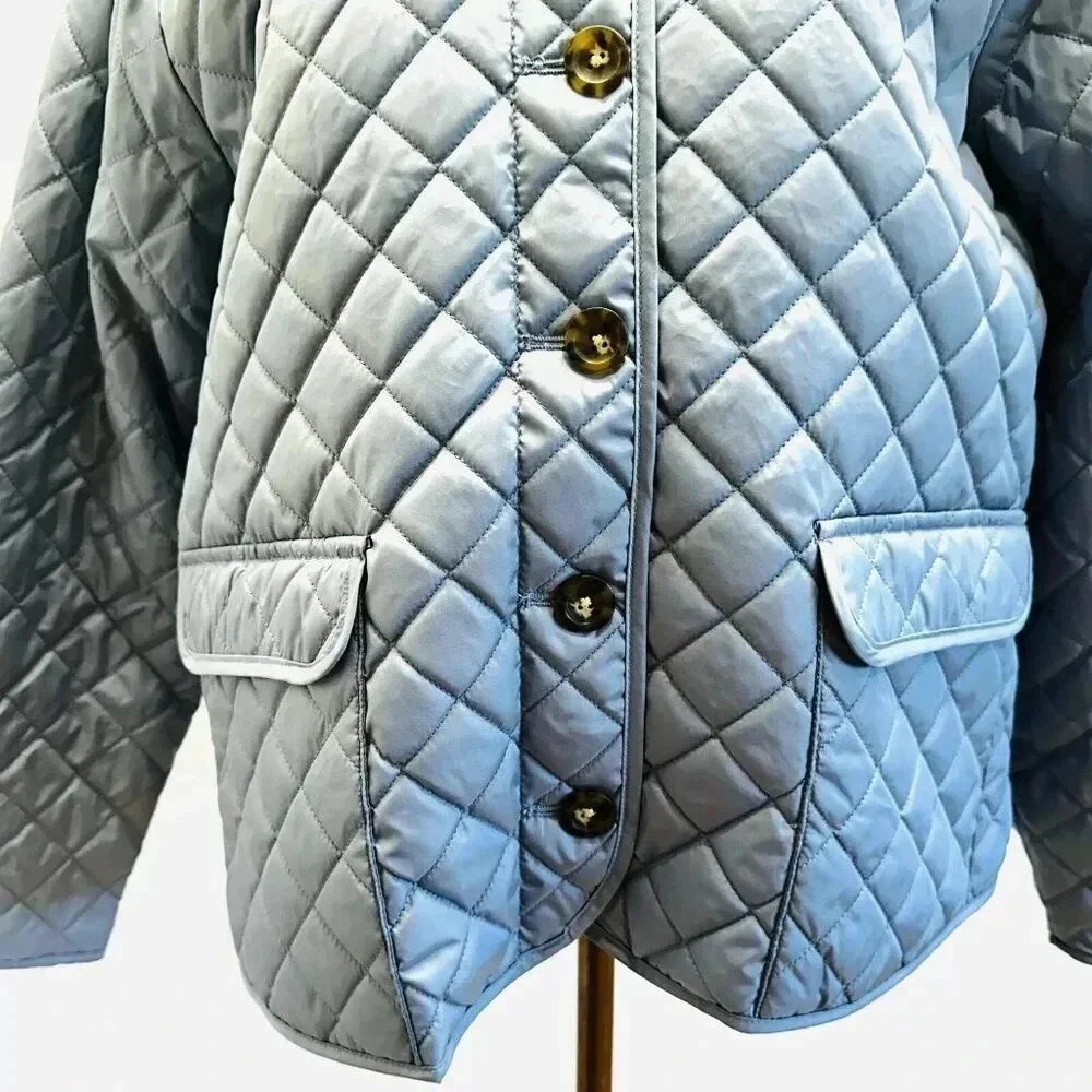 NWT CROFT&BARROW Women Button Down Quilted Blue Jacket Lightweight Size PXXL - Picture 7 of 14
